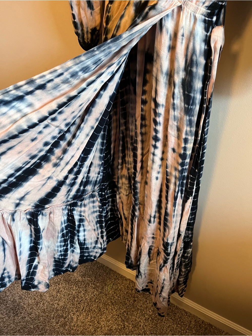 Young Fabulous & Broke Black and Blush Tie-Dye Wrap Maxi Dress - Picture 5 of 7